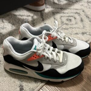 Nike Air Max White and Black with Orange and Teal Accents
